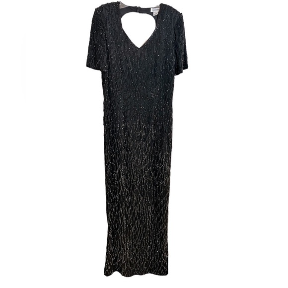 Mark & John By Gopal Black Sequin Beaded Full Length Evening Gown Size Small - Picture 1 of 9